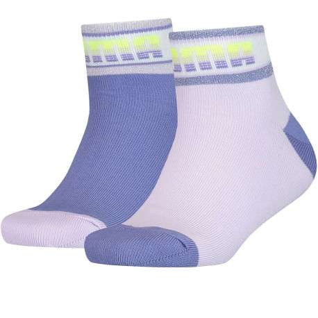 Lot de 2 paires de chaussettes lavande à rayures pour fille en coton