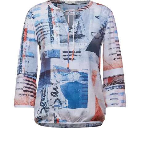 Blouse multicolore pour femme en imprimé abstraits mulitcolores coupe droite