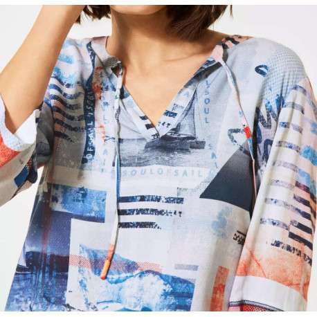 Blouse multicolore pour femme en imprimé abstraits mulitcolores coupe droite - Image 2