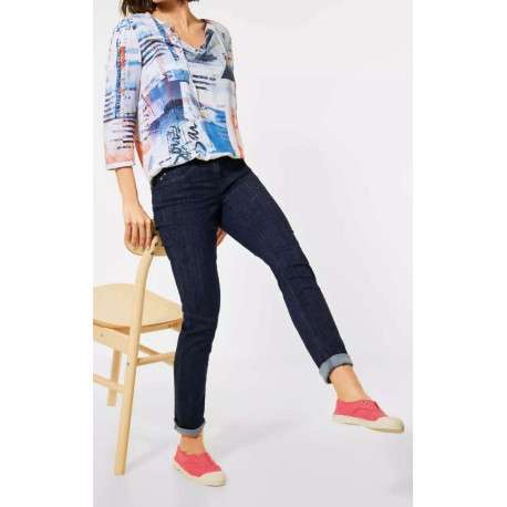 Blouse multicolore pour femme en imprimé abstraits mulitcolores coupe droite - Image 3