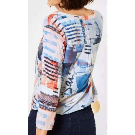 Blouse multicolore pour femme en imprimé abstraits mulitcolores coupe droite - Image 4