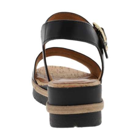 Sandales en cuir noir à semelle semi compensée et boucle à ardillons - Image 3
