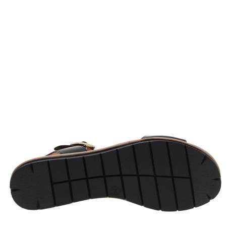 Sandales en cuir noir à semelle semi compensée et boucle à ardillons - Image 6