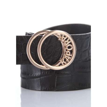 Ceinture noire pour homme effet croco en cuir HEVA - Image 2