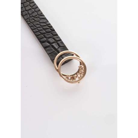 Ceinture noire pour homme effet croco en cuir HEVA - Image 3