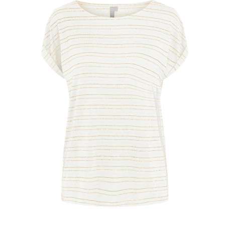 T-Shirt écru pour femme avec rayures dorées à coupe ample