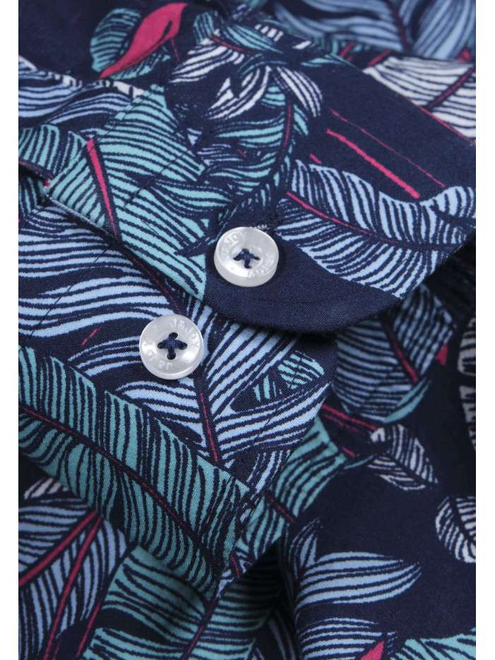 Chemise Garçon J.Crew Neuve Taille 00 - Imprimé Floral Coquelicot & Bleu Marine - Coupe Classique