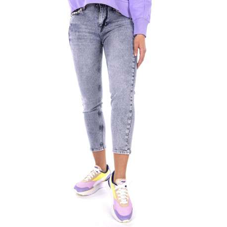 Jean pour femme stone 7/8 éme effet délavé en coton coupe slim NOEMY