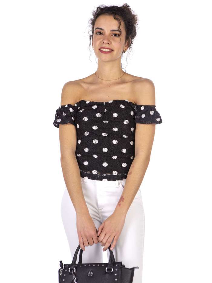 Top avec imprimé micro pois...