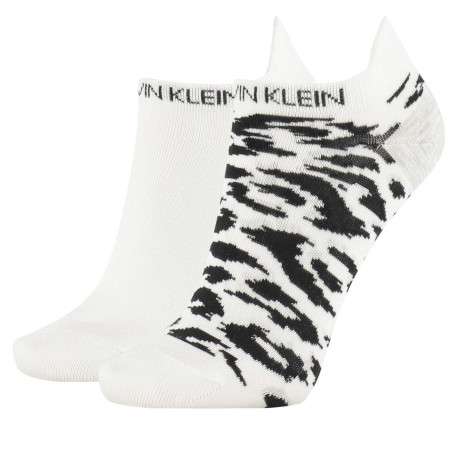 Lot de 2 paires de chaussettes basses blanches imprimées léopard et uni - Image 2