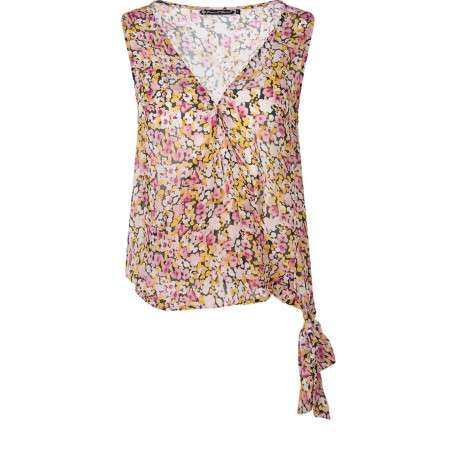 Blouse rose pour femme avec imprimé liberty coupe évasée