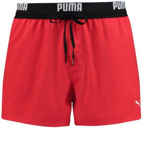 Short de bain rouge uni avec une coupe regular fit et une poche arrière