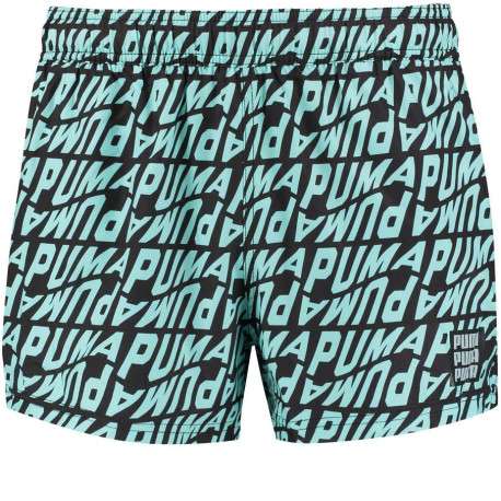 Maillot de bain bleu pour homme avec multiples inscriptions