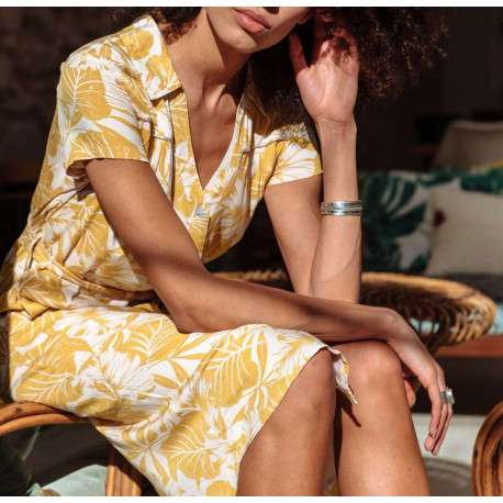 Robe Jaune Moutarde SheIn Imprimé Floral - Taille M, Jamais Portée, état Très Bon