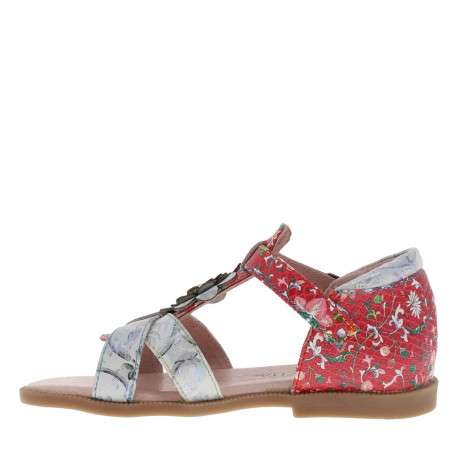 Sandales rouges pour fille en cuir à fleurs JULIANA - Image 4