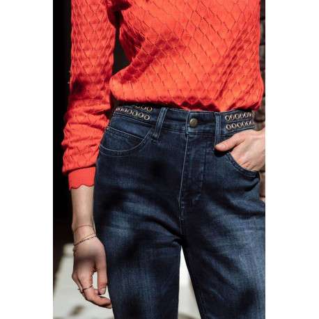 Jean indigo pour femme effet délavé et froissé coupe slim NOEMY - Image 3