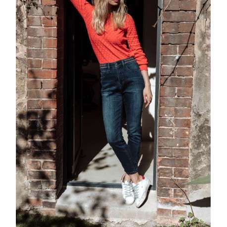 Jean indigo pour femme effet délavé et froissé coupe slim NOEMY - Image 5