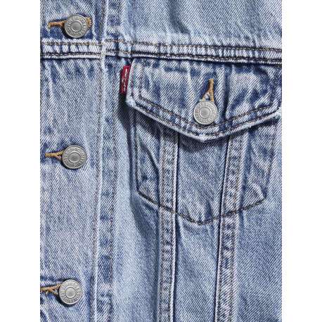 Blouson en jean bleu stone effet délavé avec un col à revers - Image 6