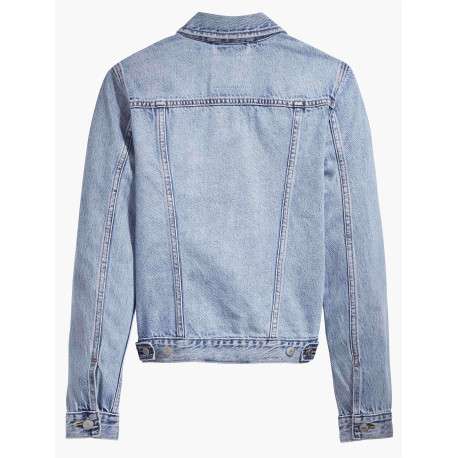 Blouson en jean bleu stone effet délavé avec un col à revers - Image 7