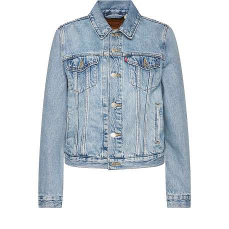 Blouson en jean bleu stone effet délavé avec un col à revers - Image 5