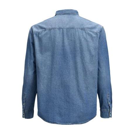 Chemise en jean bleue pour homme en coton coupe droite - Image 2