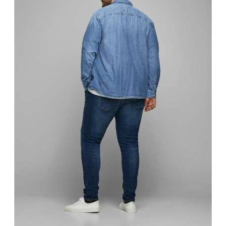 Chemise en jean bleue pour homme en coton coupe droite - Image 5