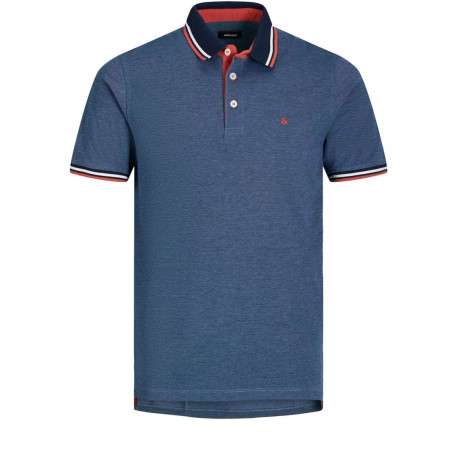 Polo bleu pour homme avec logo en coton coupe droite PAULOS
