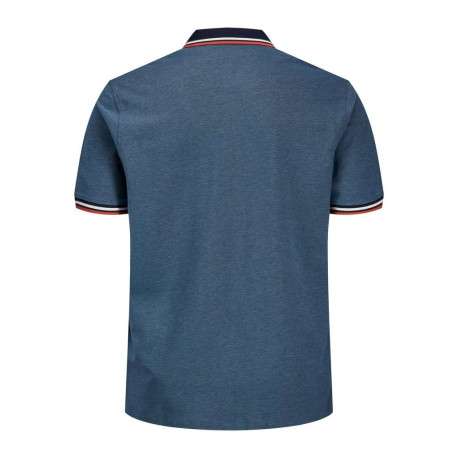 Polo bleu pour homme avec logo en coton coupe droite PAULOS - Image 2