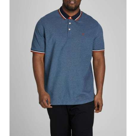 Polo bleu pour homme avec logo en coton coupe droite PAULOS - Image 3