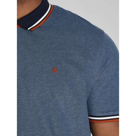 Polo bleu pour homme avec logo en coton coupe droite PAULOS - Image 4