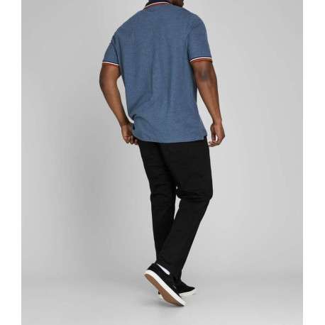 Polo bleu pour homme avec logo en coton coupe droite PAULOS - Image 5