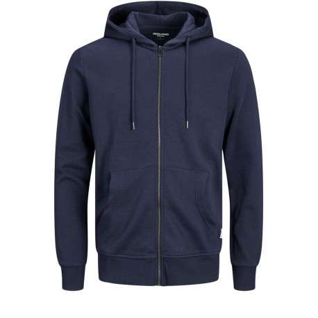 Sweat à capuche marine en coton mélangé avec une coupe et un zip de fermeture