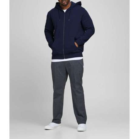 Sweat à capuche marine en coton mélangé avec une coupe et un zip de fermeture - Image 3