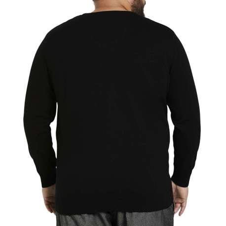 Pull noir pour homme en coton en maille piquée coupe droite - Image 2