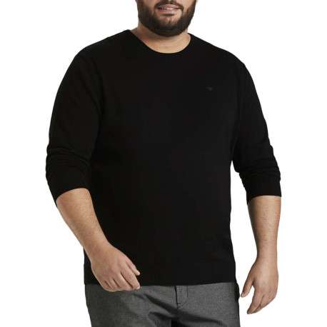 Pull noir pour homme en coton en maille piquée coupe droite - Image 3