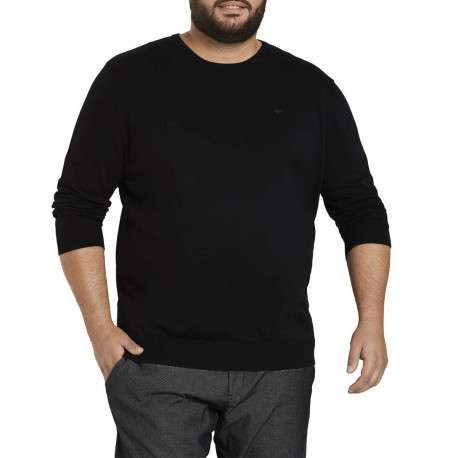 Pull noir pour homme en coton en maille piquée coupe droite - Image 4