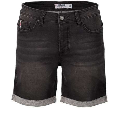 Short en jean gris pour garçon avec effet délavé coupe droite
