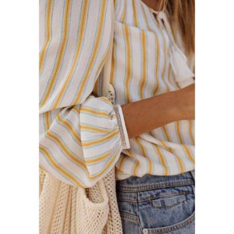Blouse blanche pour femme avec rayures verticales coupe ample - Image 6