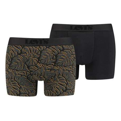 Lot de 2 boxers noir pour homme à motifs feuilles tropical en coton