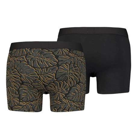 Lot de 2 boxers noir pour homme à motifs feuilles tropical en coton - Image 2
