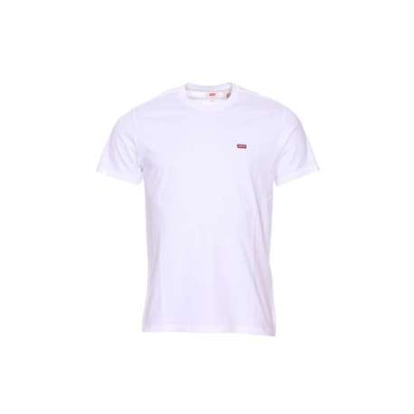 T-shirt blanc en coton uni avec une coupe droite et un col rond - Image 2