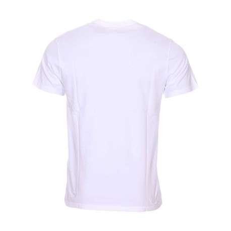 T-shirt blanc en coton uni avec une coupe droite et un col rond - Image 3