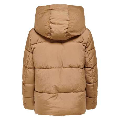 Doudoune beige unie coupe régular avec un col à capuche - Image 2