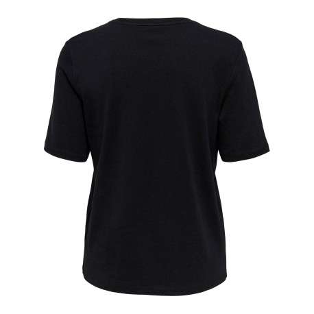T-shirt noir 100% coton coupe régular avec un col rond - Image 2