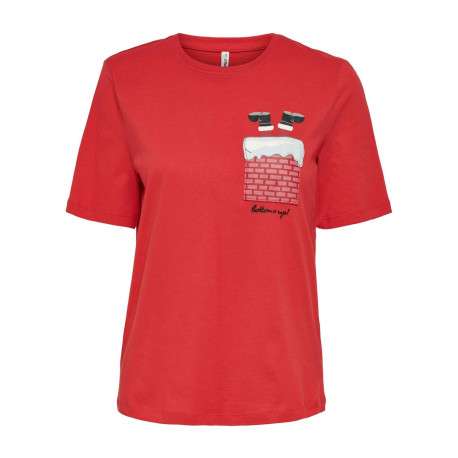 T-shirt rouge 100% coton coupe régular avec un col rond