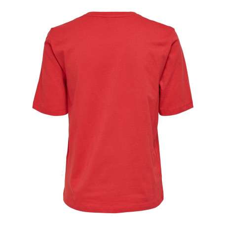 T-shirt rouge 100% coton coupe régular avec un col rond - Image 2