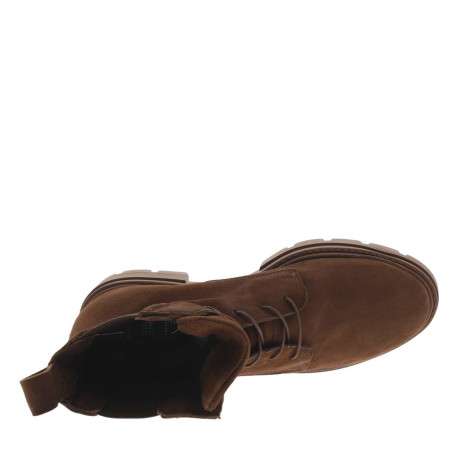 Boots brun en cuir avec talon plat de plat - Image 5
