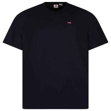T-shirt grande taille noir en coton uni avec logo coupe droite col rond