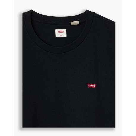 T-shirt grande taille noir en coton uni avec logo coupe droite col rond - Image 2