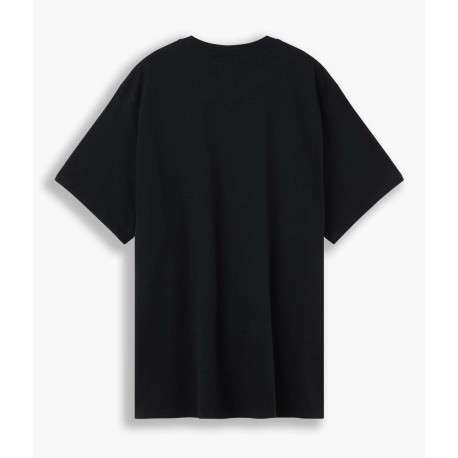 T-shirt grande taille noir en coton uni avec logo coupe droite col rond - Image 3